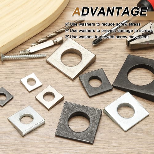 PATIKIL 6pcs M27x50mm Square Washers, Inclined Washers, Plate Gaskets, Spacer Gaskets for Hardware Fasteners, Black