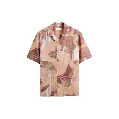 Color Block Comfortable Loose Lightweight Short Sleeve Shirt Men Shirts Pink 4416021-620