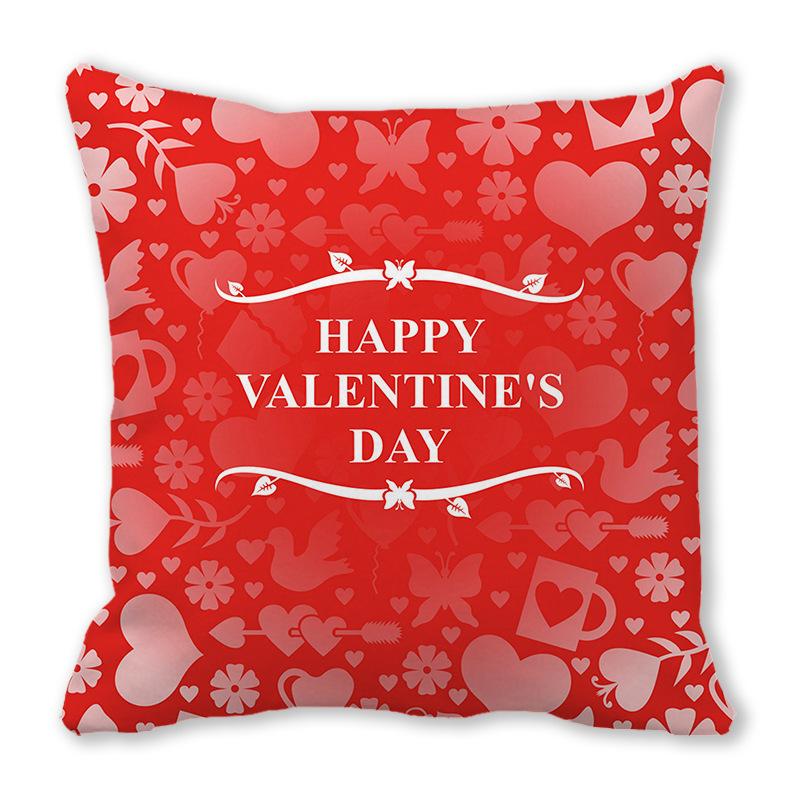 Red Heart Valentine's Day Digital printing short plush pillow covers decorative for car sofa office cushion cover home goods