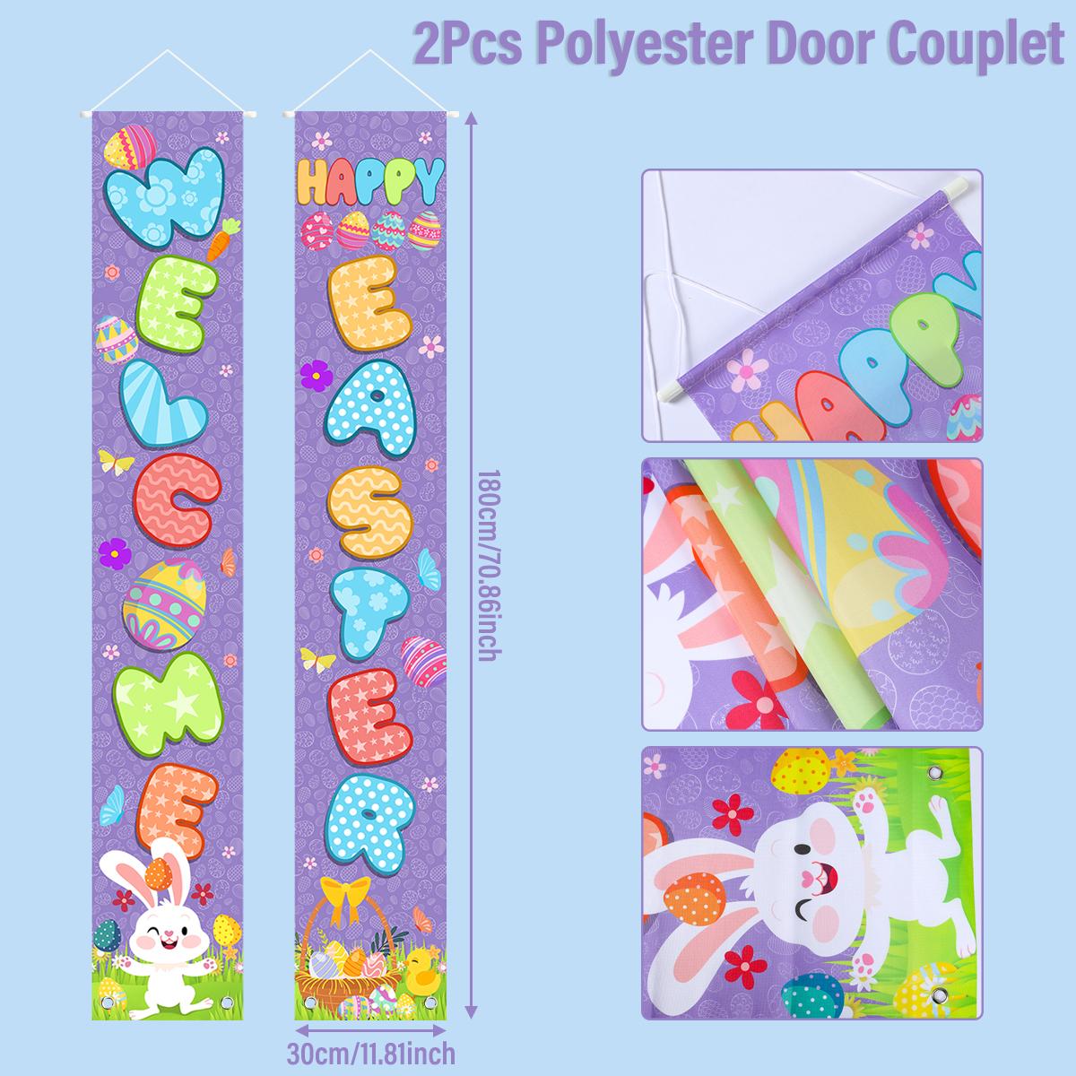 

Счастливой Пасхи, украшение на дверь, баннер 2024 года, баннер на дверь крыльца, кролик, яйцо для дома, весенняя тема, подвесное украшение, украшения для вечеринок