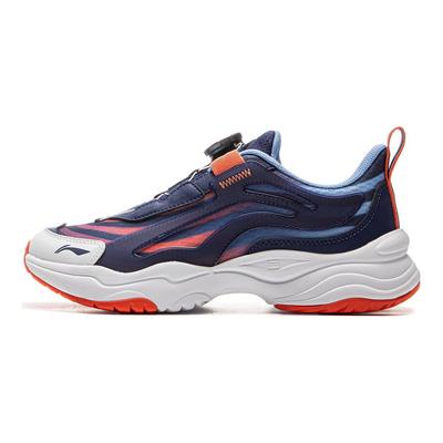 Li Ning Dětská série Sportovní životní styl Pohodlné tlumení nárazů Odraz Nízké neformální boty Dětská teniska Tmavě modrá Oranžová YKCV202-9