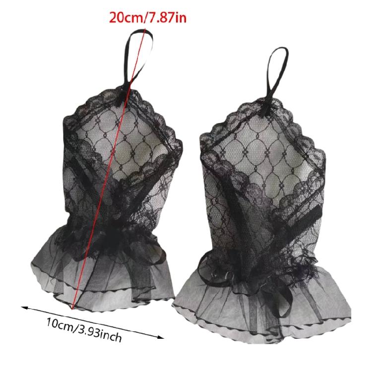 2lots Soft and Breathable Lace Gloves Sunscreen Lolitas Mittens Driving Gloves for Evening Gowns and Daily Wear