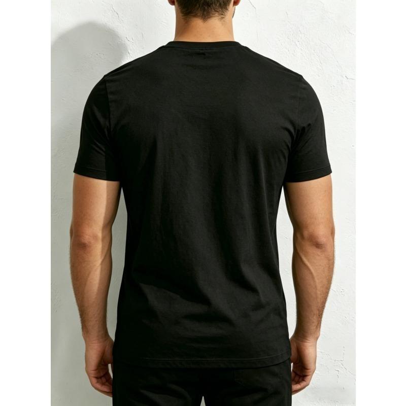 Flame Skull Men's Casual Digital Print T-Shirt - Round Neck, Short Sleeve, Street Hip-Hop Style, Summer European and American Fashion Trend