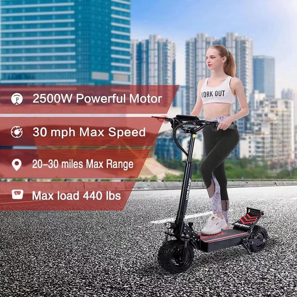 Monopattino Elettrico Q30 per Adulti Velocità 30 MPH Motore 2500W 48V/16AH Pneumatico Off-Road 11'' Freni a Disco Autonomia 30-50 Miglia Monopattini Elettriche