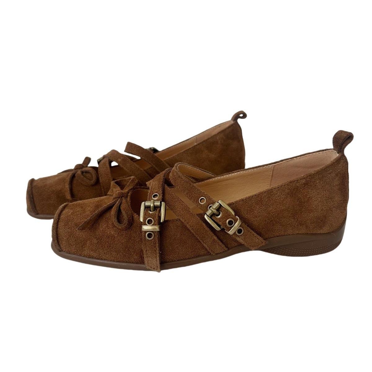 

Версия из овчины~ Красные балетки-одинарки с мелким вырезом для женщин, новые кожаные на плоской подошве, с мягкой подошвой, французские ретро туфли Мэри Джейн 40