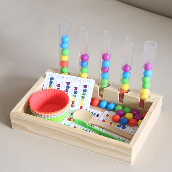 Test Tube Bead Matching Toy Fine Motor Skills Preschool Learning Color Sorting Cup Toddler Boys Girls Educational Colorful Ball Catching Dropping Toy