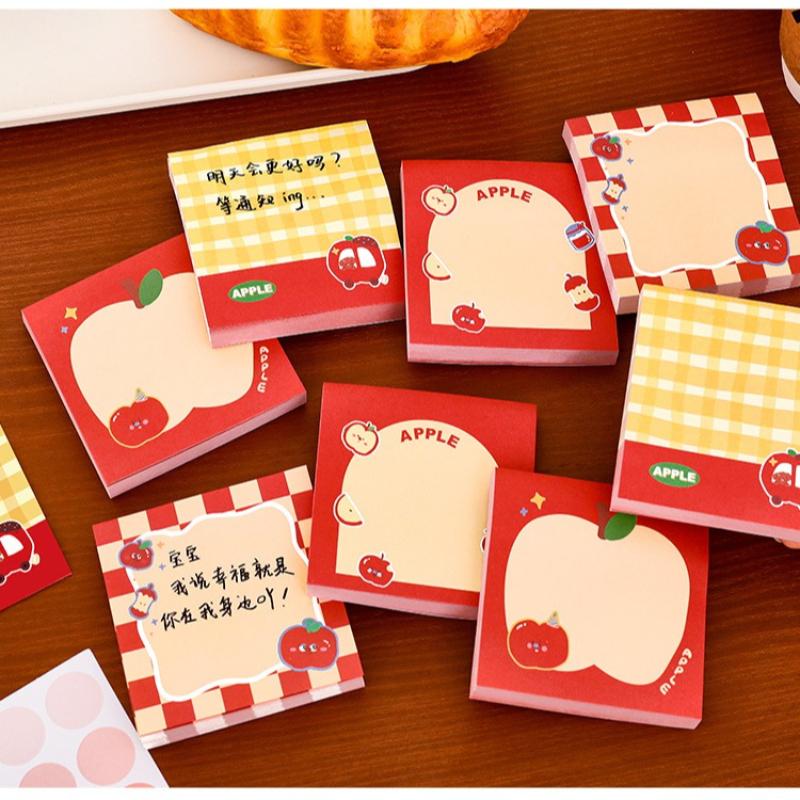 Gift Cute Apple Notes for Students with Good Looking Messages Stickers Cartoon Sticky Memo Pad Kawai Office School Stationery