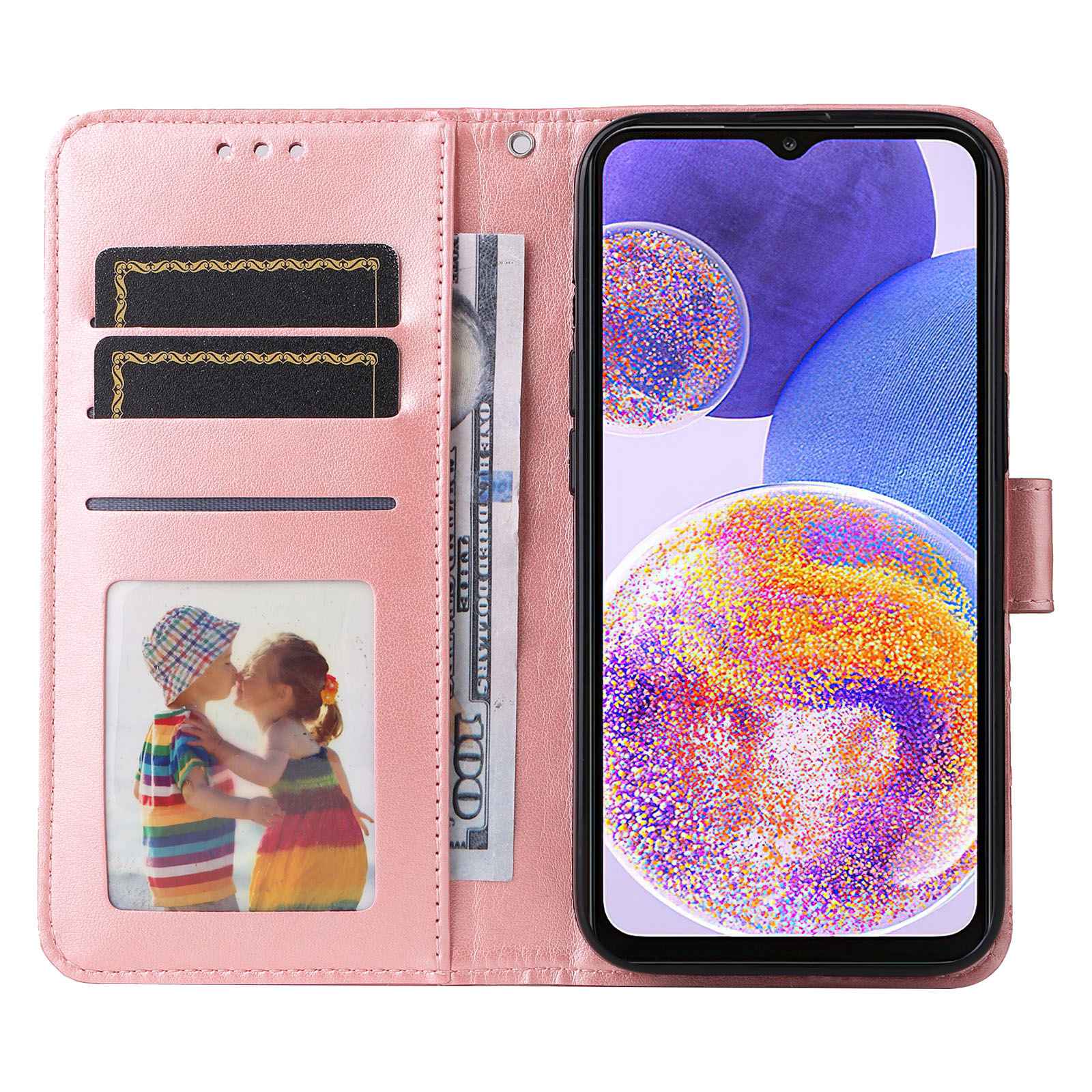 

For Samsung Galaxy F23 5G/M23 5G/M13 4G/A23 5G (Global Version)/4G Phone Case Sunflower Imprinted Folio Flip Stand Magnetic Cover with Strap Pink