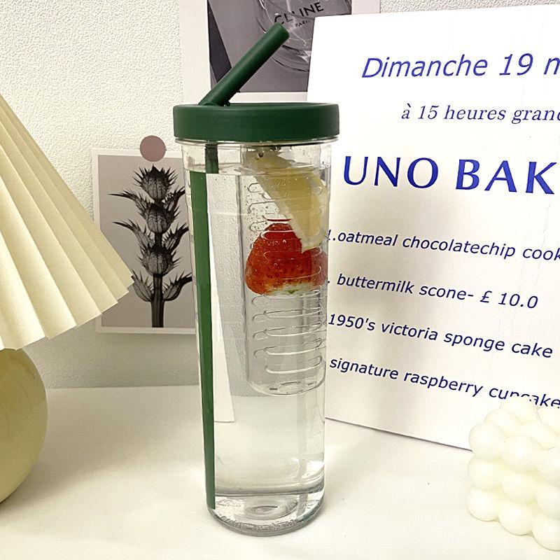 Water Bottle Summer High Value Lily of the Valley Plastic Cup Double Drink Coffee Cup Car Large Capacity Drop Resistant Handle Cup Straw Water Cup