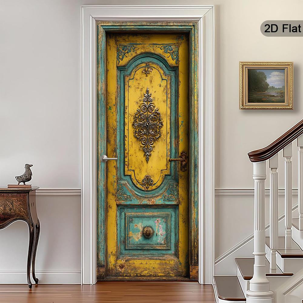 37Style Floral Door Stickers Removable Vinilos Para Puertas Adhesive Wallpaper Art Murals for Doors Bibliotheque Modern Home Decor