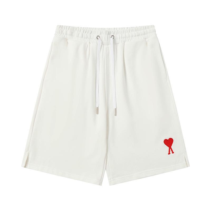 Ami Women's Heart Embroidered Casual Summer Sweatpants - Classic Straight-Leg with Drawstring
