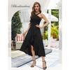 Vestido Midi Sexy Rojo para Mujer con Cruces en el Cuello Halter Volantes Dobladillo Asimétrico Sin Mangas Elegante para Noche Cóctel Boda Dama de Honor Fiesta Formal Baile de Fin de Curso