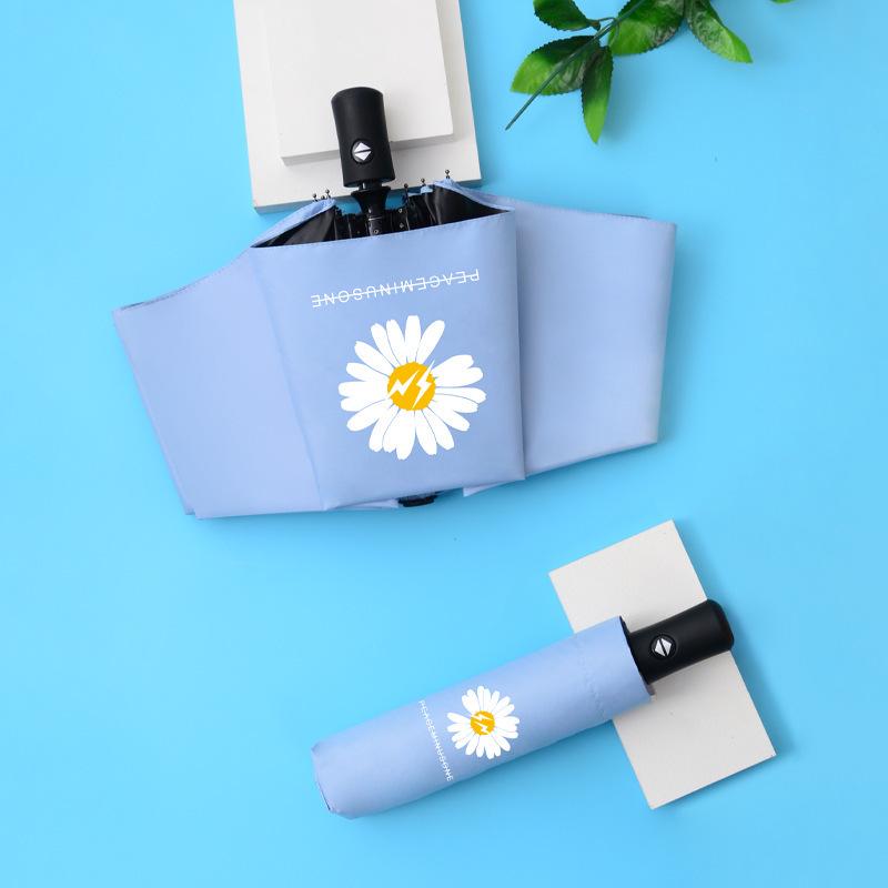 Automatic Women's Umbrella: Black & White Checkered, UV Protective, Foldable Design for Students