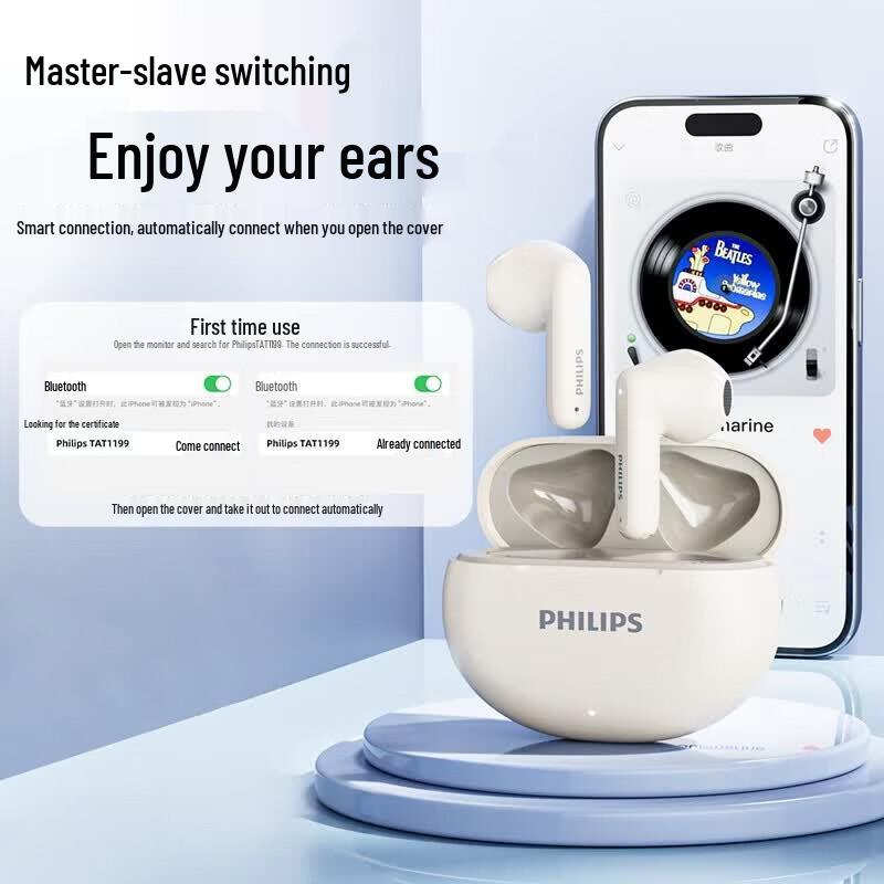 Philips True Wireless Half-in-ear Bluetooth Earbuds