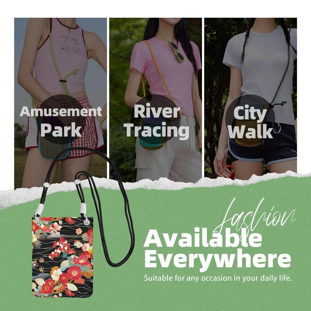 IRIHISKY Smartphone Pouch, Japanese Style, Floral Print, Cherry Blossom Design, Mini Shoulder Bag, Smartphone Bag, Crossbody Bag, Women's Gadget