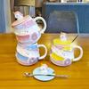 Creative Unicorn Ceramic Mug,Cartoon Covered Spoon Coffee Mugs,Cute Couple Water Cup, Breakfast Milk Cups, Birthday Gift Tea Cup