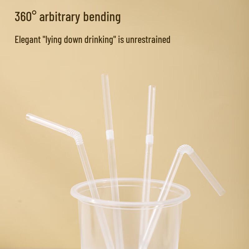 Individually Wrapped Disposable PP Drinking Straws, 100 Pcs