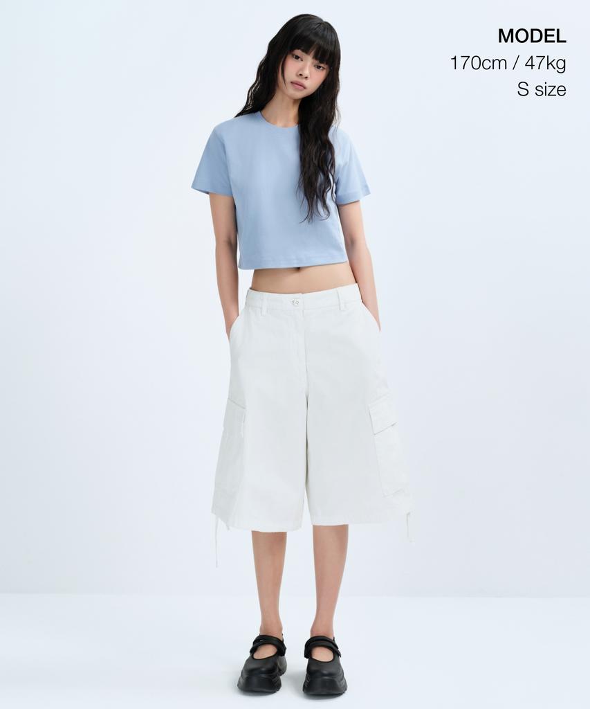 MUSINSA STANDARD WOMAN Women'S Crew Neck Crop T-Shirt [Sky Blue]