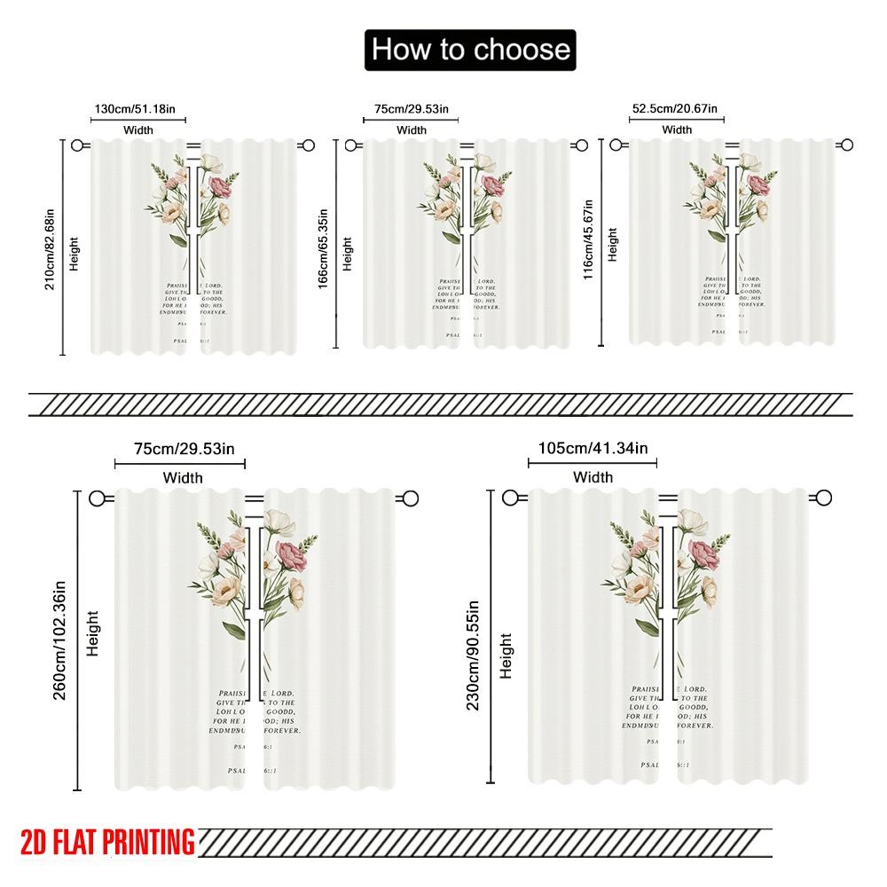 2 Stück 2D Flachdruck Vorhänge Floral Botanisch Psalm Stoff Ohne Strom Festliche Wanddeko Perfekt für Wandkunst Party