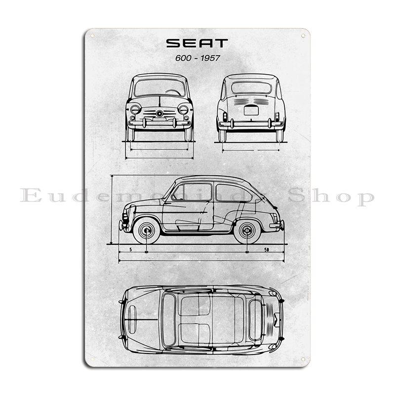 

No220 Seat 600 1957 Metal Plaque Poster Garage Plaques Bar Customize Character Custom Tin Sign Poster 20x30cm（7.8x11.8inch）