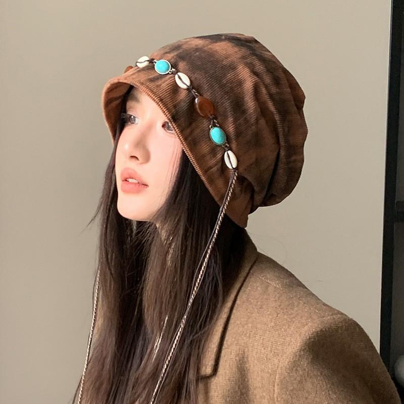 Women's autumn and winter hats, crimped warm knitted hats, ear protectors, cold-proof pullovers, and headcaps for men