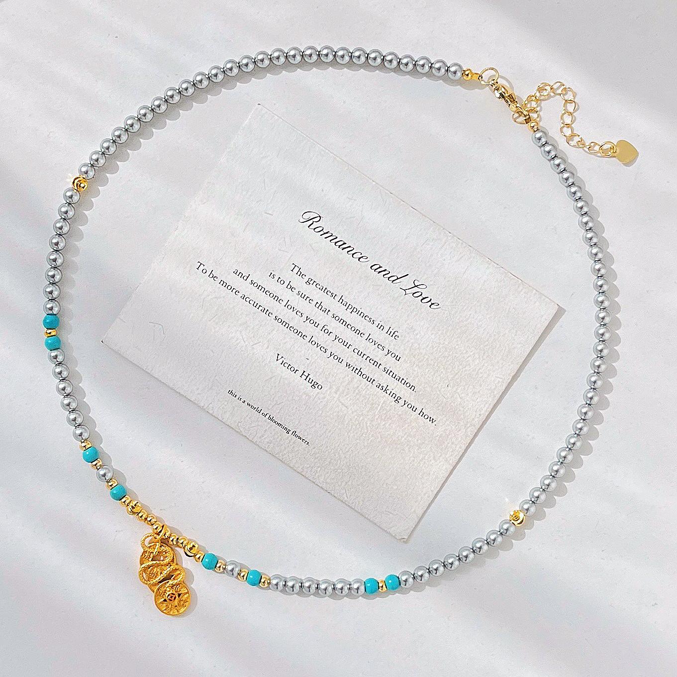 

Autumn And Winter Retro Madama High-Gloss Design Sense Shijia Artificial Crystal Pearl Collarbone Chain Necklace Women S Pendant