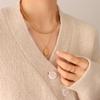 Retro Style Niche Design Fashionable Portrait Oval Pendant Necklace, Titanium Steel Plated 18K Gold Collarbone Chain