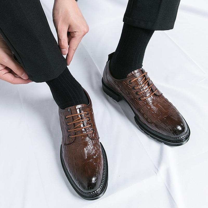 Fashion Fashion Trend Comfort Thick Soled Leather Shoes Men Business Formal Brand Men Casual Shoes Classic Handmade Oxford Wedding Shoes