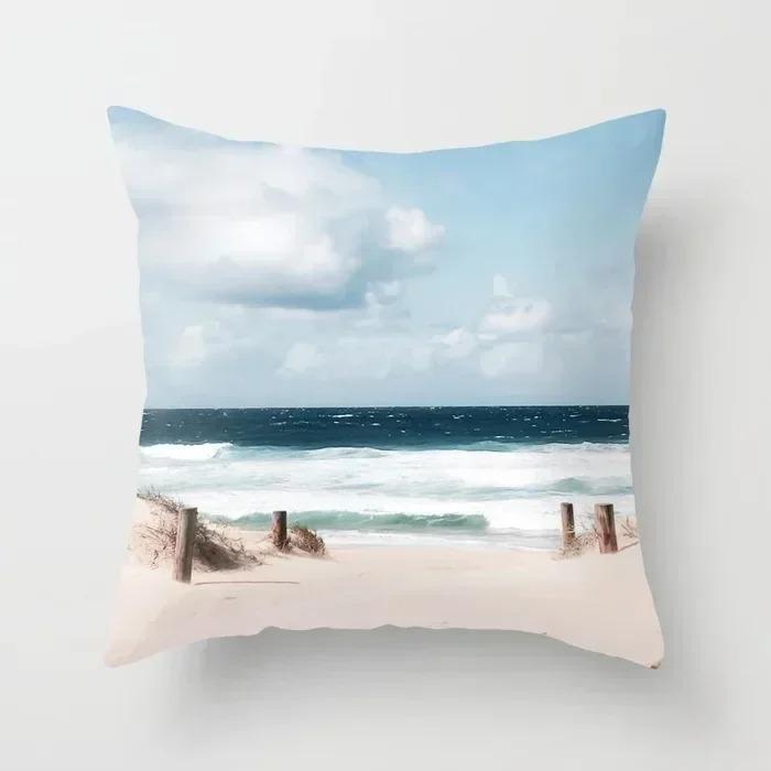 Nordic Pink Geometric Green Blue Beach Tropical Plant Print Cushion Cover Modern Pillow Cover Sofa Car Chair Cover