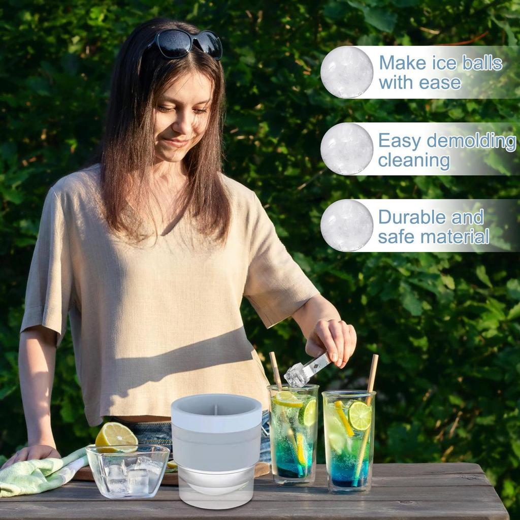 4Pcs Silicone Round Mould For Wine Drink Cocktail Barbecue Home Hiking Holiday Ball Cube Mold Reusable Sphere Ice Maker