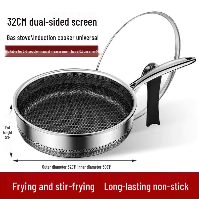 

ZISIZ 32cm Honeycomb Non-Stick Frying Wok