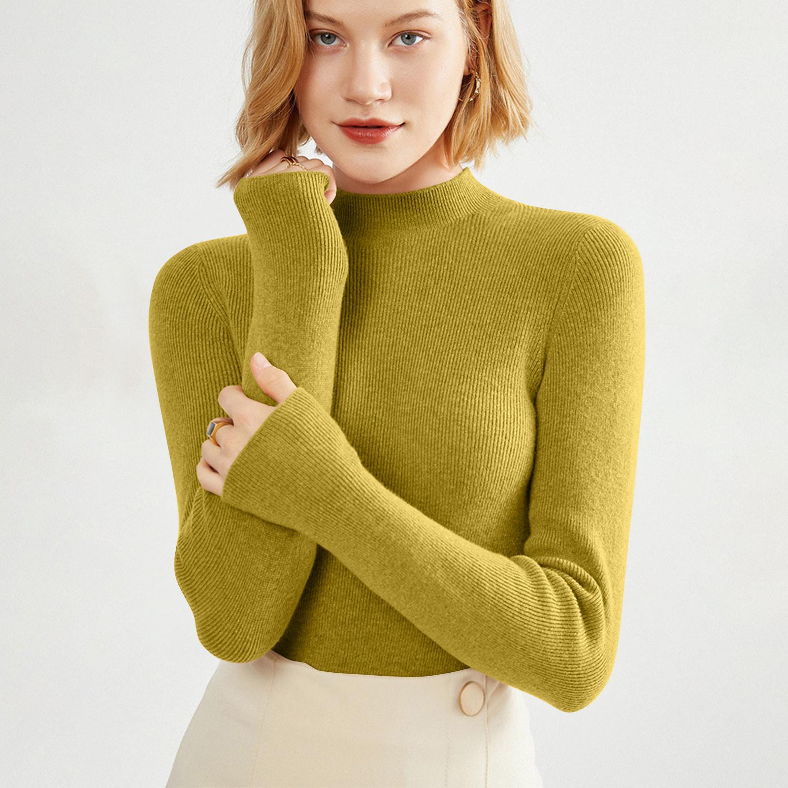 

Женский ретро-полосатый контрастный полуводолазный свитер, свободный повседневный свитер с низом XL жёлтый