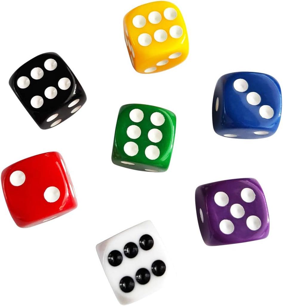 10 Stück D6 Quadratische Würfel Standard 16mm Sechsseitige Pips Würfel für Tischspiele - Undurchsichtig, Transparent