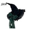 Witch Hat for Halloween Gothic Women, Dark Lolita Style Costume Accessory, Lightweight Fashionable Daily Wear with Lace & Bow, Adjustable Headwear