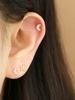 Minimalpiercing 14K Mini Chubby Cubic Moon Star Piercing Earrings