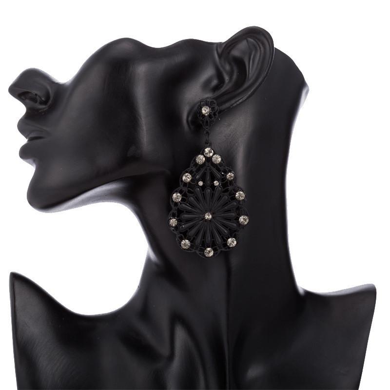 Alloy Elegant Plated Earrings For Women With Geometric Pattern And Rhinestones