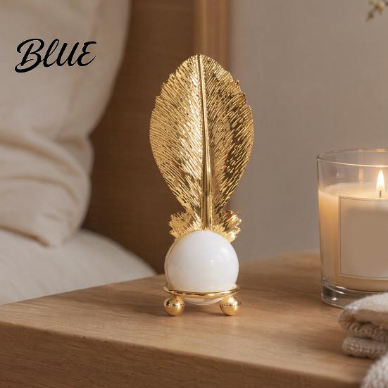 Soft Light Shadow Decor Faux Crystal Ball with Gold Leaf Stand Metal Statue