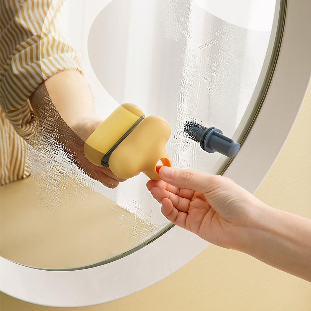 Mirror Squeegee TPR Small Ergonomic Design Glass Cleaning Brush with Suction Cup Hook for