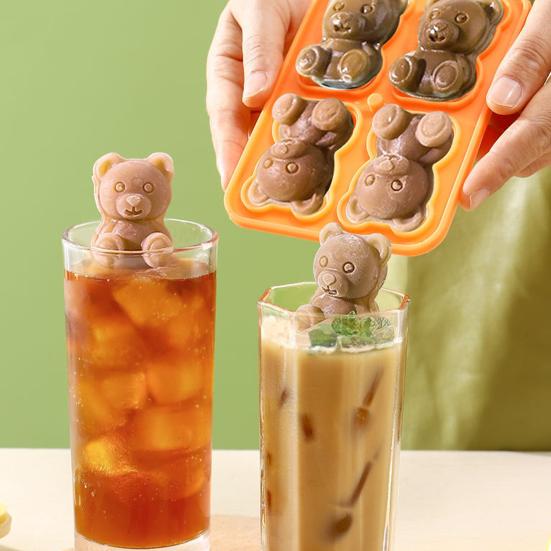 Ice Cube Mold Bear Shape Ice Making Mold Food-Grade Flexible Silicone Ice Tray for Drinks Candy Chocolate