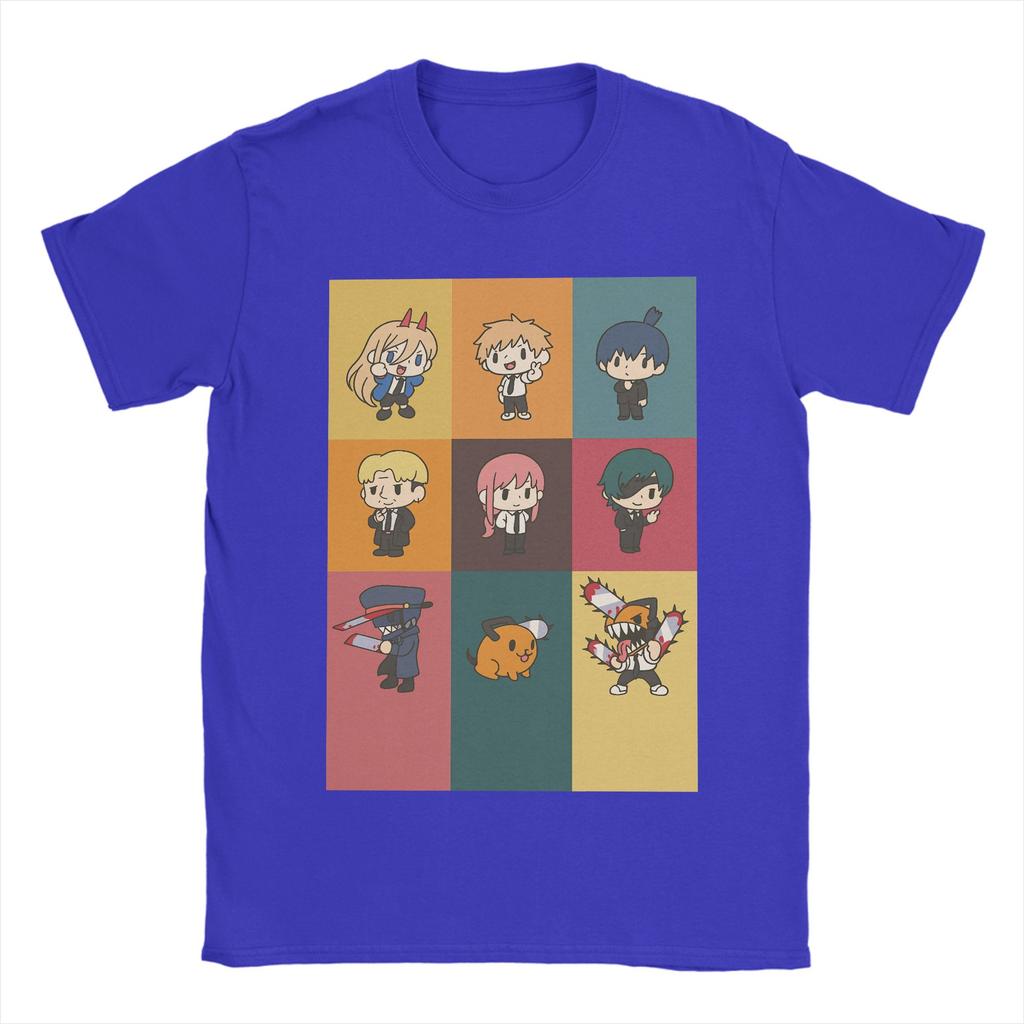 Anime Chainsaw Man TShirts Men Crew Neck Pure Cotton T Shirt Kobeni Manga Denji Power Reze Short Sleeve Tees Summer Clothes