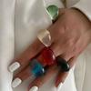 Ingemark Y2K Kpop Colorful Resin Plastic Finger Rings for Women Trend New Fashion Boho Irregular Rings Aesthetic Jewelry Gift