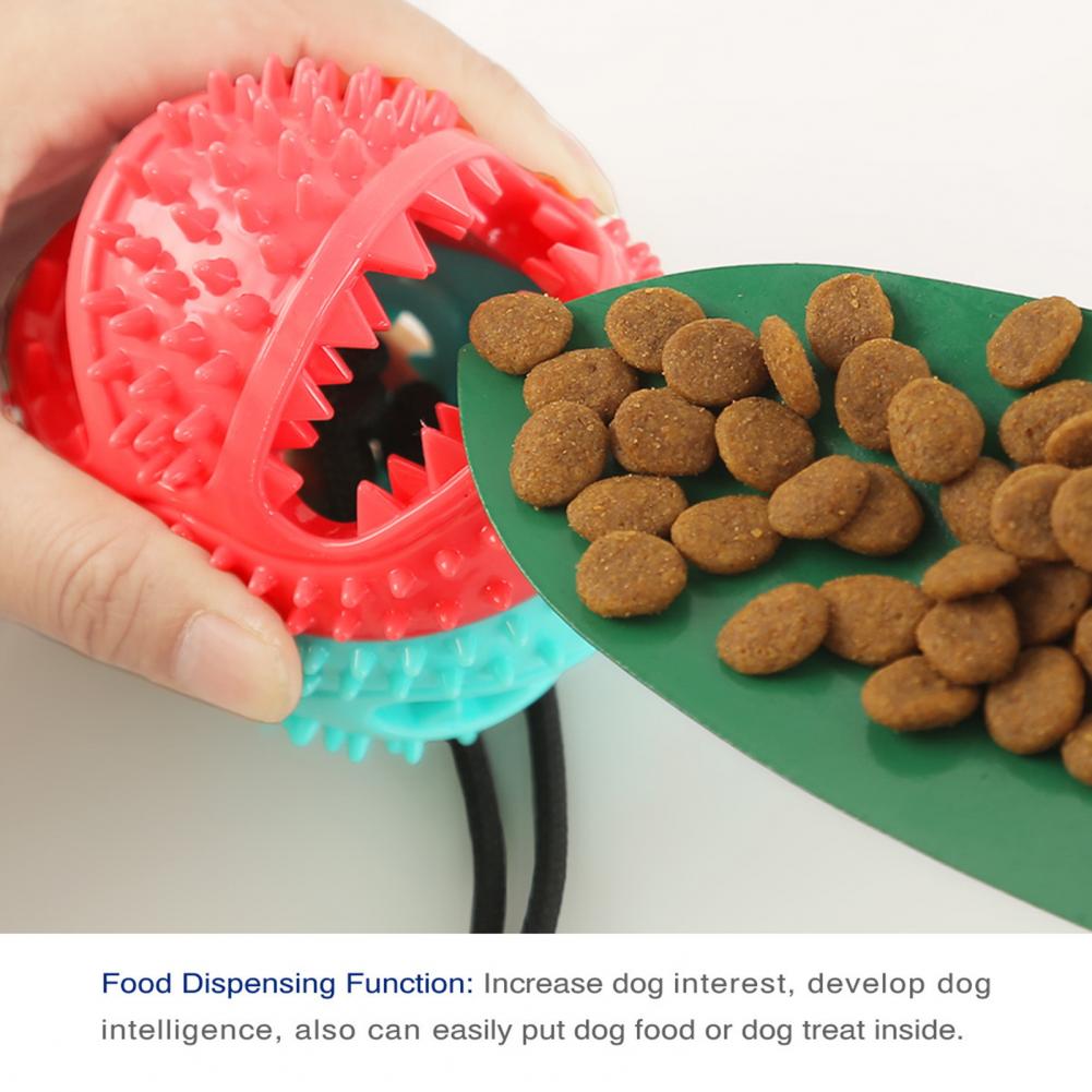 Dog Toothbrush Toy Happy Pet Bell Chew Toy Dog Chew Toys for Chewers Suction Cup Teething Rope Toy Treat Dispensing for Training