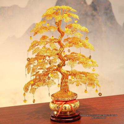 Handgeflochtener Geldbaum aus Aluminiumdraht, Glücksbringer, Einweihungsdekoration.