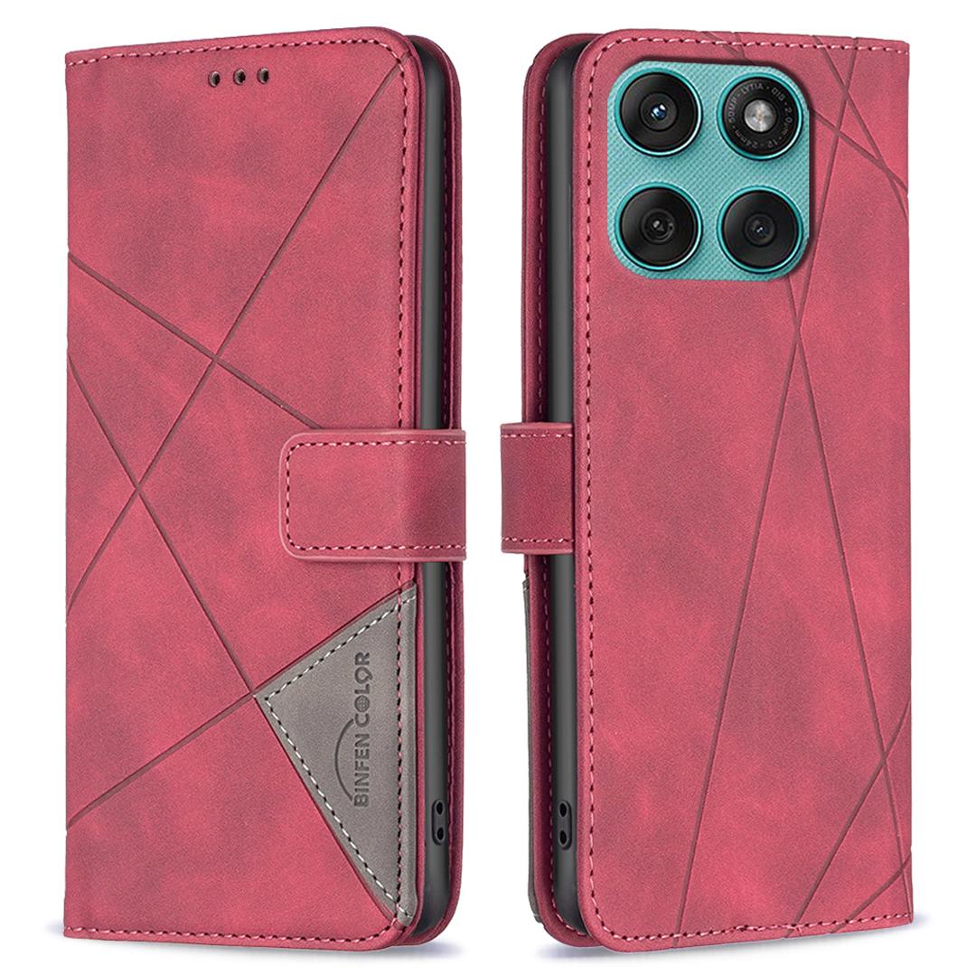 

BINFEN COLOR Для Motorola Edge 60 5G/60 Fusion 5G Чохол для телефону Гаманець Підставка Геометричний Тиснений Шкіряний Чохол Red