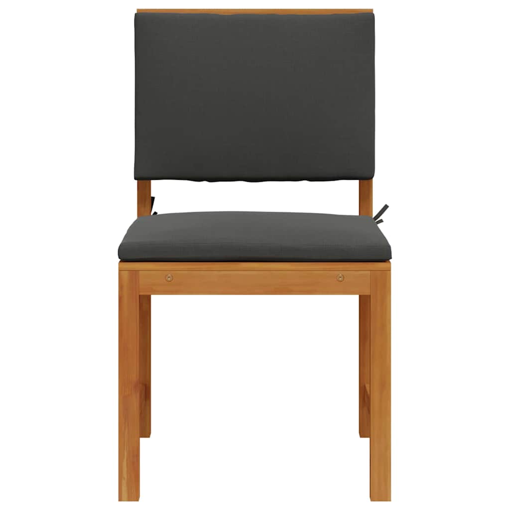 Garden Chair with Cushion 2 Pcs Brown Solid Acacia Wood