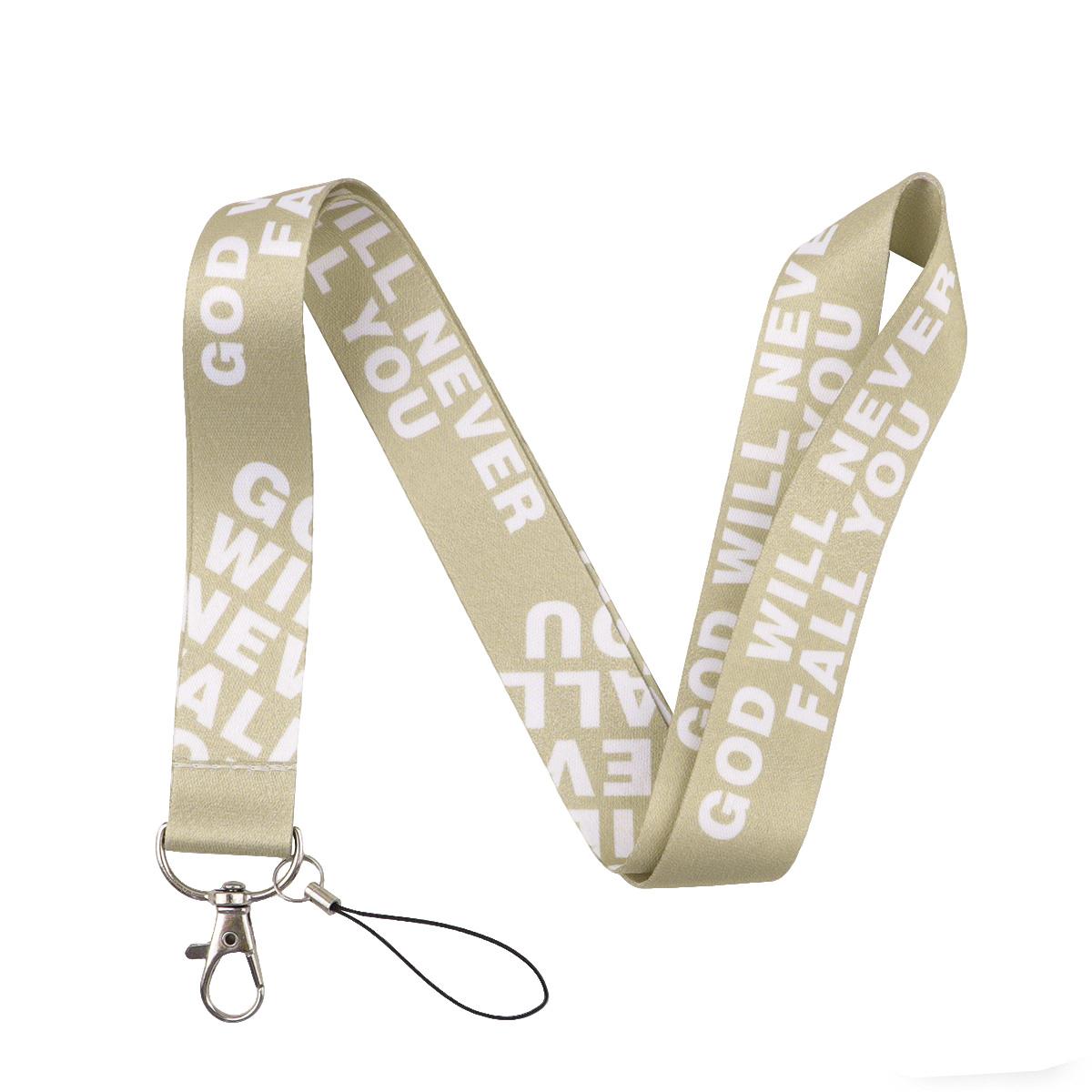 

Inspirational God Will Never Fail You Lanyards Neck Strap Mobile Phone Rope Credit Card Cover Card Sleeve Accessories Gifts