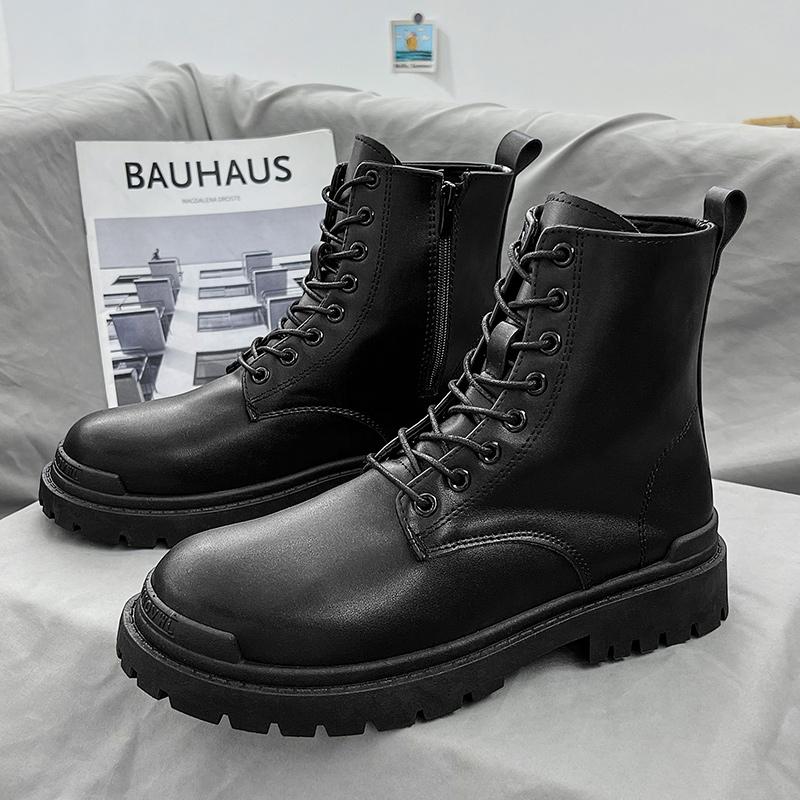 

Мужская высококачественная британская обувь Chelsea Luxury Leather Fashion Workwear Motorcycle Trending Shoes Platform Spring Black Men Shoes 44