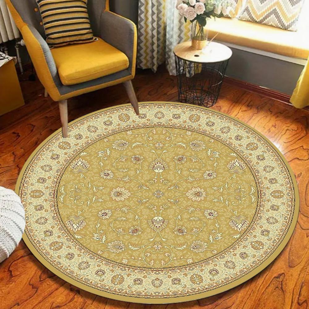 Premium Border Circular Carpet Bohemian Ethnic Style Rug Indoor Bedroom Living Room Soft Decorative Door Mat
