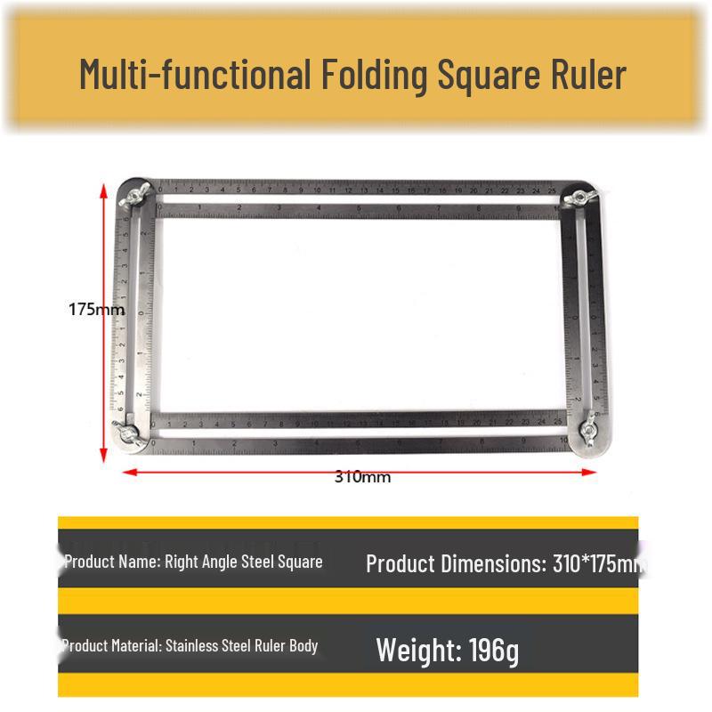 Four-Fold Aluminum Alloy Universal Angle Ruler - Multi-Functional Right Angle and Irregular Shape Woodworking Folding Ruler