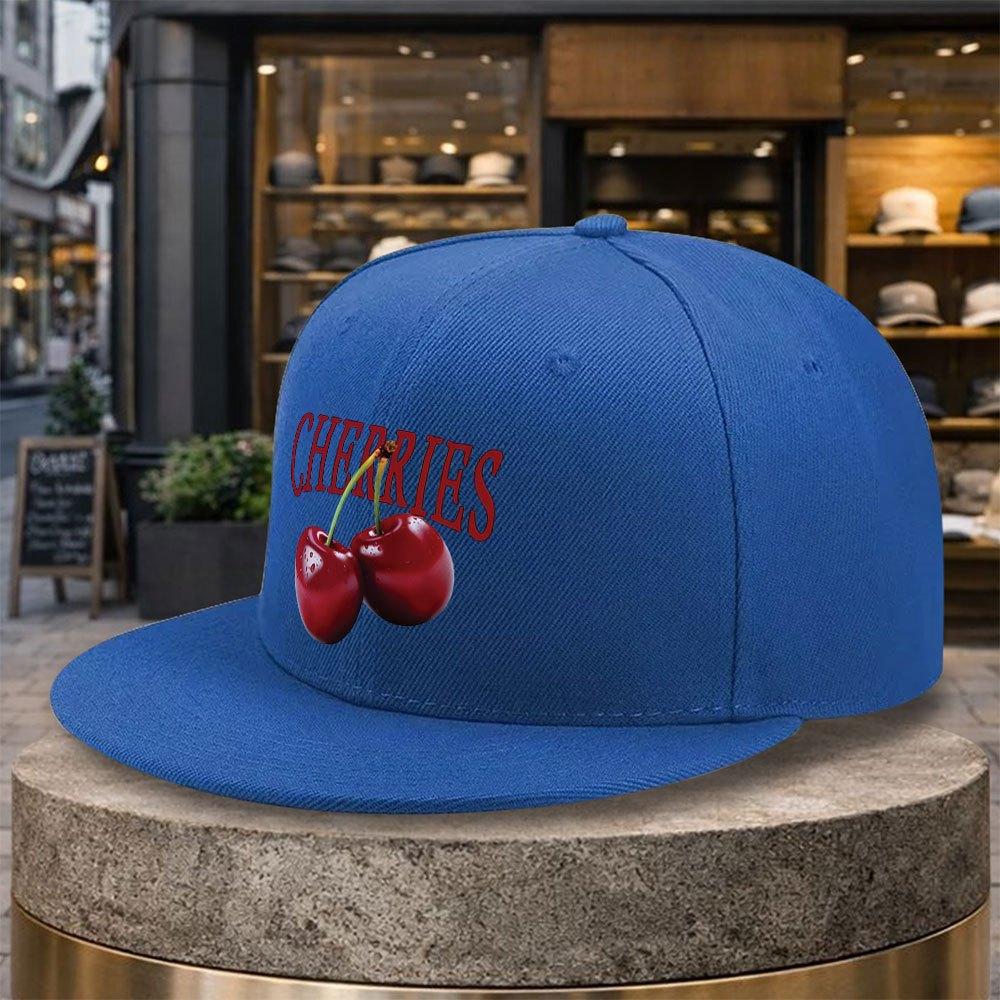 pc Cherry Print Baseball Cap Adjustable Duckbill Hat with Cherry Lightweight Flat Brim Suitable for Golf Travel Mardi Gras